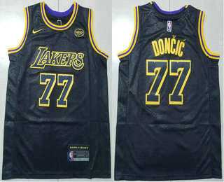Men%27s Los Angeles Lakers #77 Luka Doncic Black Stitched Jersey->nba youth jerseys->NBA Jersey